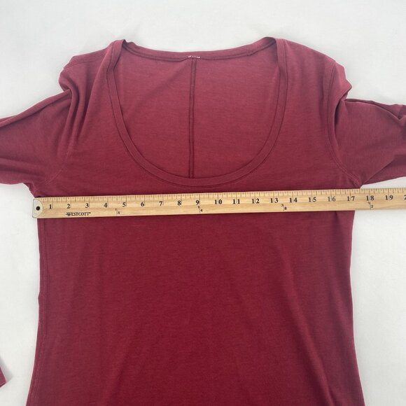 Lululemon Size M (NO SIZE TAG) Red Maroon Anahatasana Scoop Long Sleeve Tee Pima - Picture 3 of 13